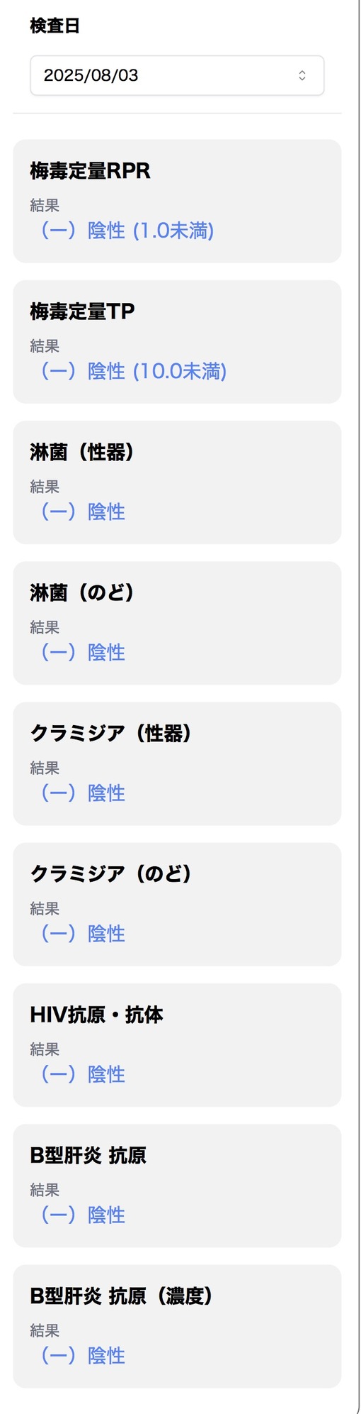 YOSUKE(ﾖｳｽｹ) 検査結果